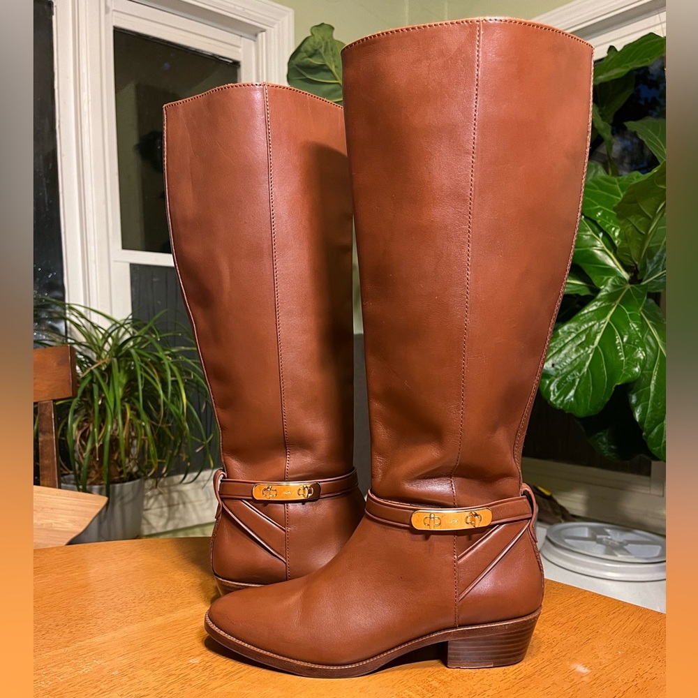Coach Boots Caroline Semi Matte Women's Extended Calf Tall Riding Boots 7.5